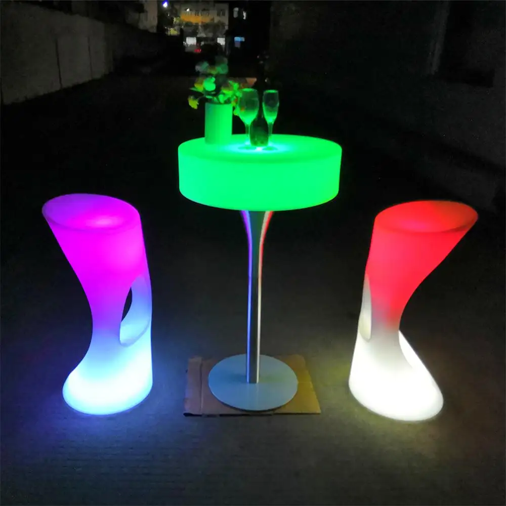 Meja Pesta Led untuk Bar/Desain Modern Meja Cocktail Bar Led Plastik Menyala untuk Klub Malam