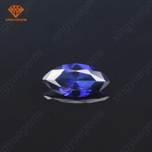 Échantillon Gratuit de Pierres Précieuses en Gros 35 #   <span class=keywords><strong>Saphir</strong></span> bleu <span class=keywords><strong>synthétique</strong></span> en corindon taille émeraude - Product Image 4