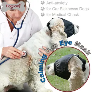 Accesorio de ropa para mascotas de primera calidad Patrón sólido Máscara de ojo de perro calmante y collar de ansiedad hecho de poliéster y nailon - Product Image 1