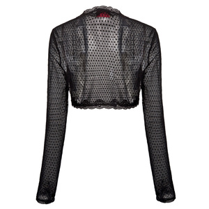 BP femmes Semi Transparent À Manches Longues Ouvert Avant <span class=keywords><strong>Noir</strong></span> Haussement D'épaules Boléro BP000534-1 - Product Image 3