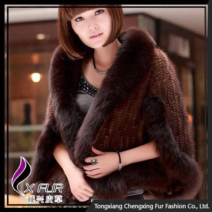 CX-B-M-41E Мода из натуральной кожи с отделкой из натуральной, вязаная, с натуральным норковым мехом шаль с меховым воротником, Длинная зимняя куртка