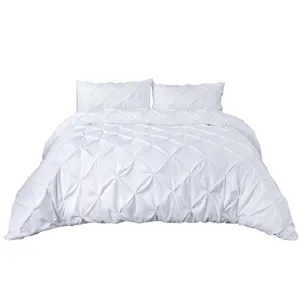 Fancy Twist Điểm Polyester Cotton Nữ Hoàng Kích Thước Trắng Duvet Cover Cho Đám Cưới Bộ Đồ Giường