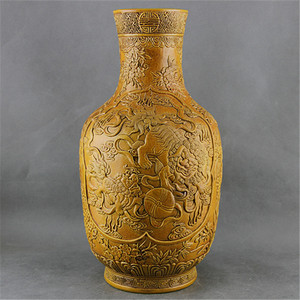 Jarrón de Porcelana Chino de la Dinastía Qing, Reproducción Antigua, Tallado a Mano, con Diseño de <span class=keywords><strong>León</strong></span> - Product Image 1