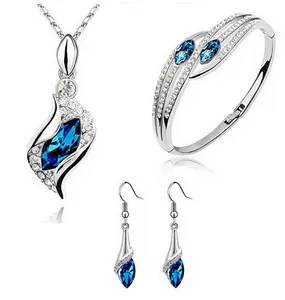 High Quality Gemstone 5925 Sterling Silver Women 4 Pieces Jewelry Set with CZ Stone