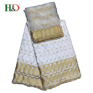 H & D 5 del riche del Bazin 5yard 2 patio cordón africano tela de algodón paño de microfibra 40x40 para venta - Product Image 3