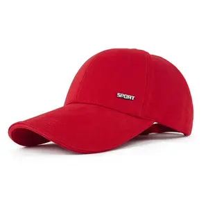 批发促销定制纯棉6面板帽子和金属标志空白红色棒球帽制造商