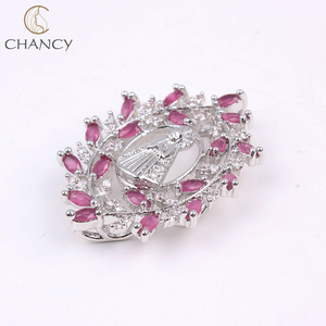 Accesorios de la joyería del encanto Virgen María colgante <span class=keywords><strong>cristal</strong></span> pavé para hacer collar - Product Image 2