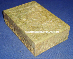 Soapstone Handmade <b>Art</b> Carving Box - Product Image 1