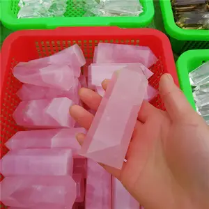 कच्चे पत्थर गुलाबी क्वार्ट्ज क्रिस्टल की छड़ी गुलाब क्वार्ट्ज बिक्री के लिए छड़ी सूत्री