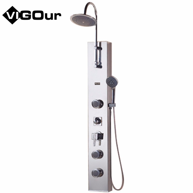 Космические серебристо-серые душевые панели из нержавеющей стали с четырьмя функциями