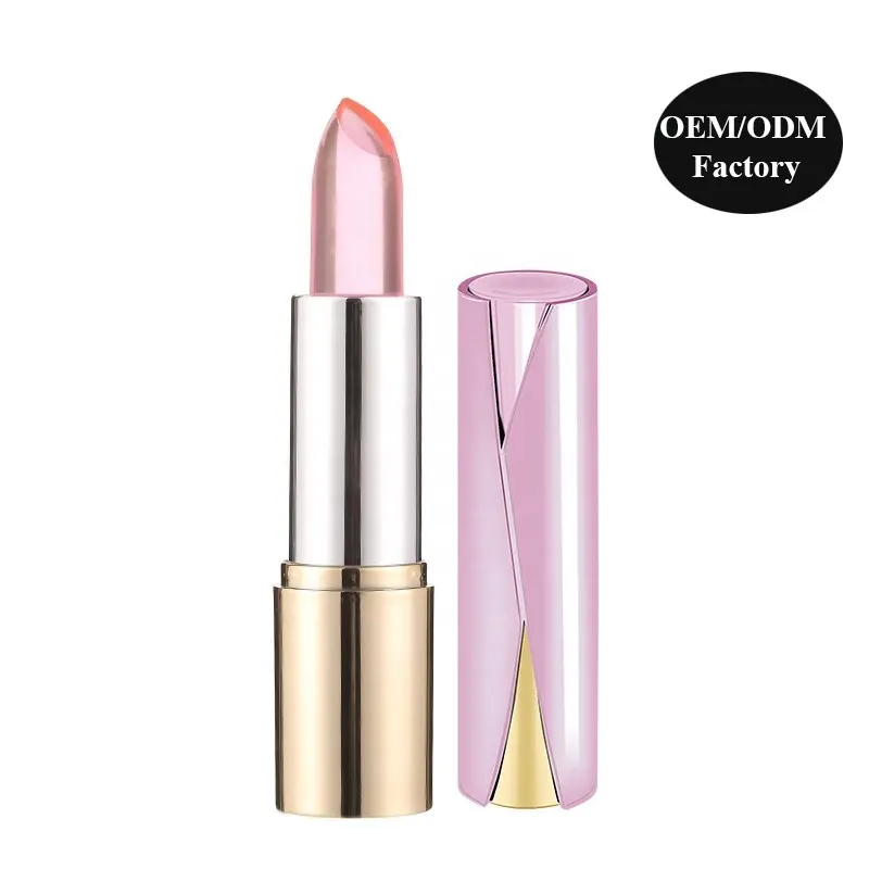 Profesional fábrica de cosméticos oem magia cambio de color de rosa tubo de lápiz labial
