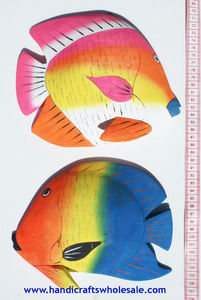 งานแกะสลักปลาเขตร้อนจากไม้บัลซาสีสันสดใส สำหรับตกแต่งผนัง งานแกะสลักด้วยมือ ตกแต่งบ้านธีมทะเล ศิลปะจากเอกวาดอร์ - Product Image 2