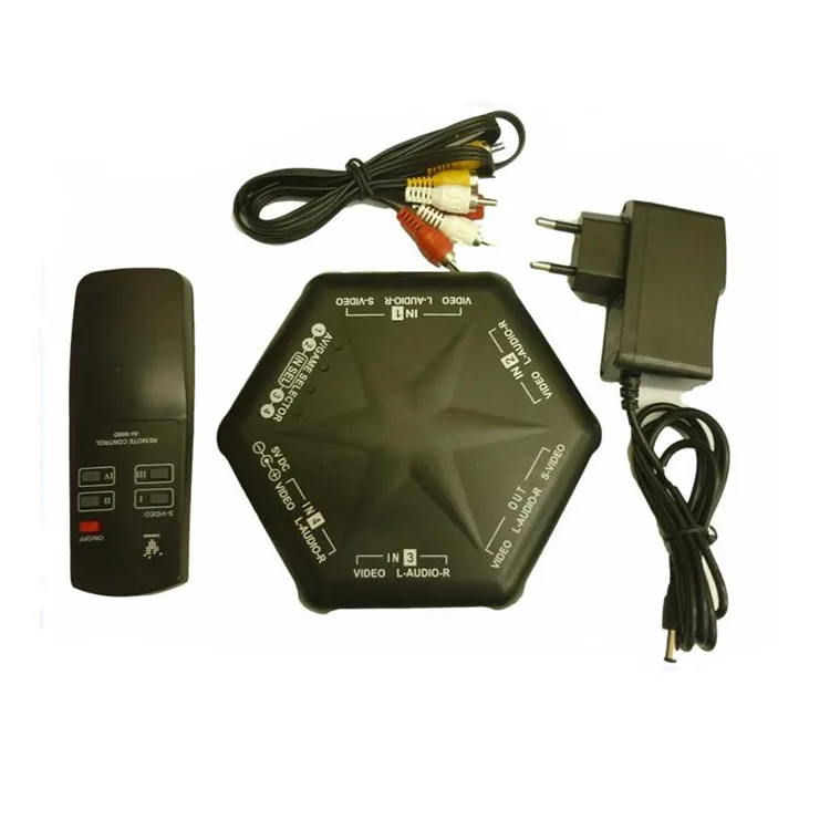 Conmutador Selector de conmutador AV RCA de 4 vías para Audio y Video juegos