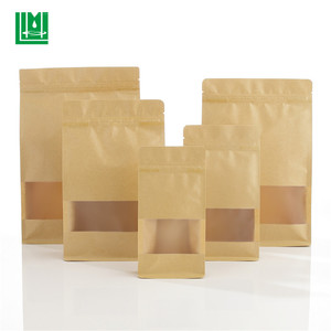 Papier Kraft fond plat ziplock fruits secs pommes de terre chips emballage sacs pochettes avec fenêtre pour <span class=keywords><strong>la</strong></span> nourriture - Product Image 6