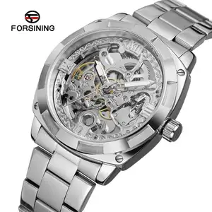 China Mens Watch Factory Wholesale FORSINING Hot Selling Stainless Steel Luxury Automatic Skeleton Wristwatch