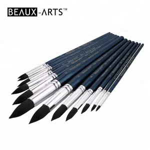 ArtTalk Round Synthetic Blue Squirrel Hair Artist Watercolor Paint Brush Pen Set For Professional