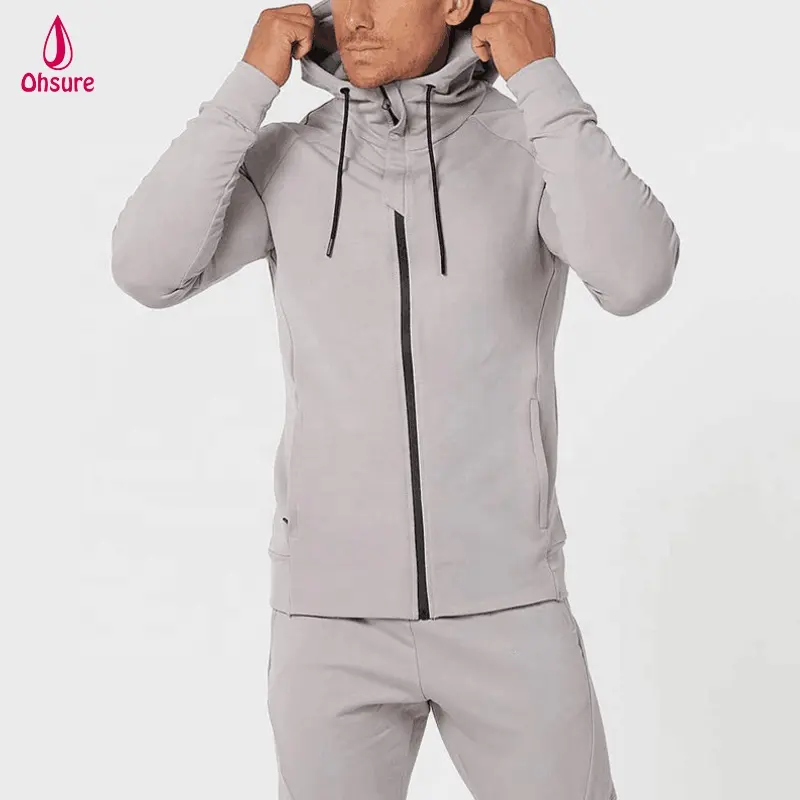 92% polyester 8% spandex slim fit sports hoodie mens gym hoodie zipper up hoodie
