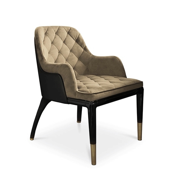 DC-680 Italy New Design Velvet Diamond Stitching Tufted Finish Dining Chair Arm Chair