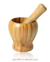 天然竹製乳棒と乳鉢ニンニク用竹製粉砕ボウル家庭用キッチン用