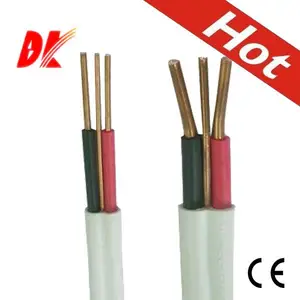 1,5mm cable plano cable de alimentación 3x1,5 de doble alambre eléctrico aislado de pvc doble y de tierra estándar BS cable plano