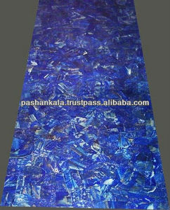 Mesa de comedor Rectangular de piedra preciosa lapislázuli - Product Image 1
