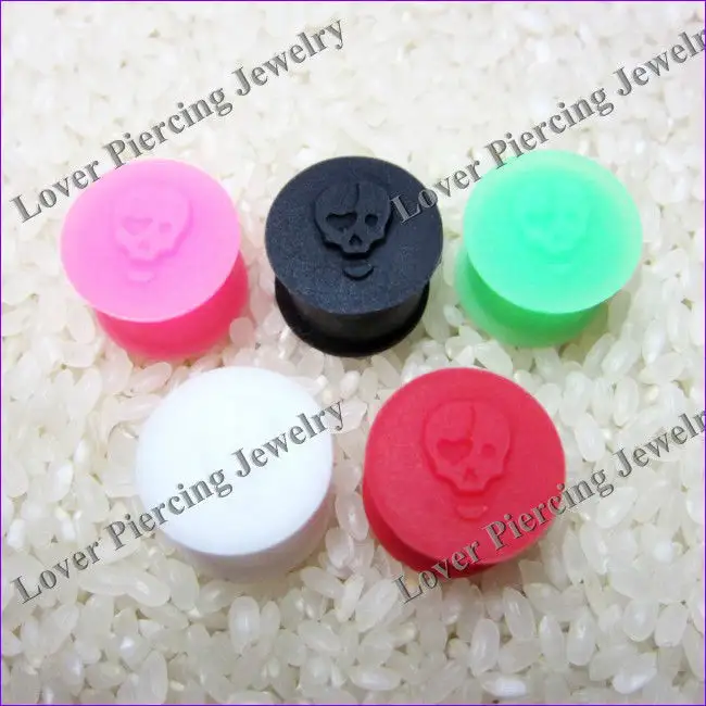 [SI-S133] Fashion Skull Design Silicone Ear Tunnels Plug Piercing