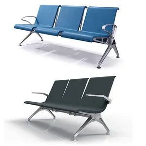 알루미늄 합금 PU 가죽 5 인승 공항 의자 대기 의자