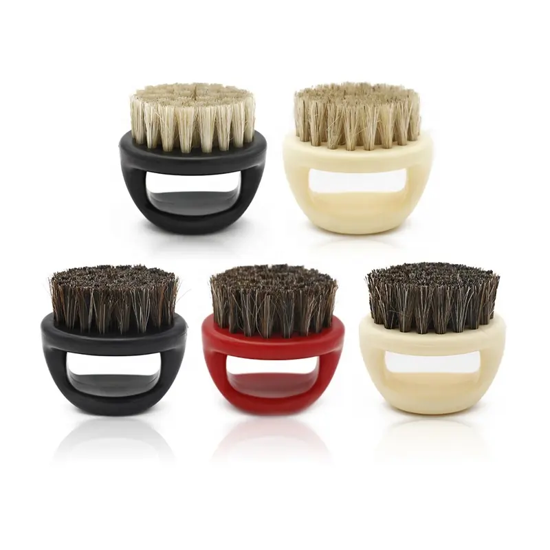 Men Shaving Face Neck Hair Barber Cleaning Dust Brush Black ABS Handle Boar Bristle Finger Beard Brush