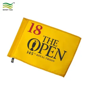 Motif Logo Bendera Golf Jahitan Garis-garis Awet Bendera Golf Kustom