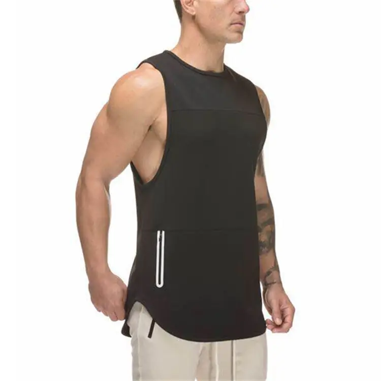 Mannen Blank Cool Dry Sport Running Stringer Y Terug Bodybuilding Gym Athletic Tank Tops Met Mobile Pocket