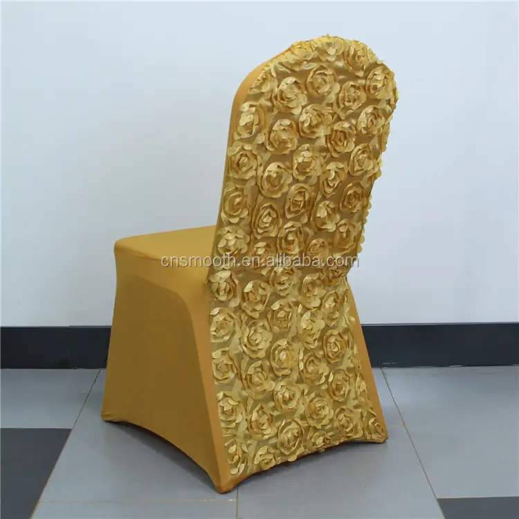 Wedding Decoration Gold Back Stain Rosette Spandex Chair Cover