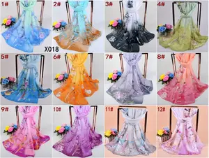 New Bird Flowers Chiffon Scarf Wholesale Fashion Women Long Cheap Printed Scarves Super September Women Scarf