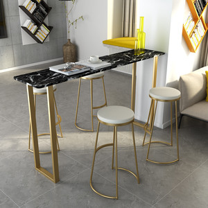 Modern Custom Milk Shop Cafe Bistro Strip Gold Metal High <strong>Marble</strong> <strong>bar</strong> <strong>Table</strong> - Product Image 4