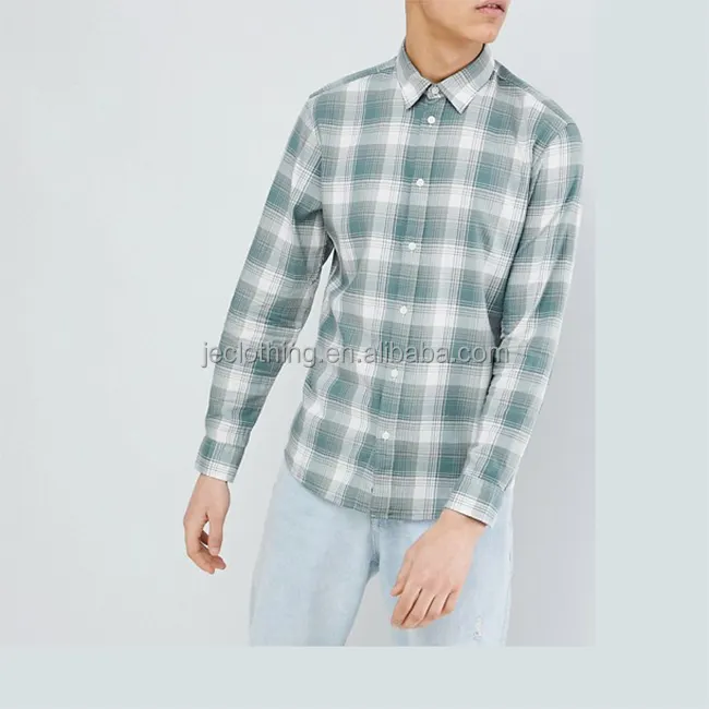 カスタムカジュアル綿100% 長袖チェックシャツ卸売チェックフランネル男性用ロングシャツ