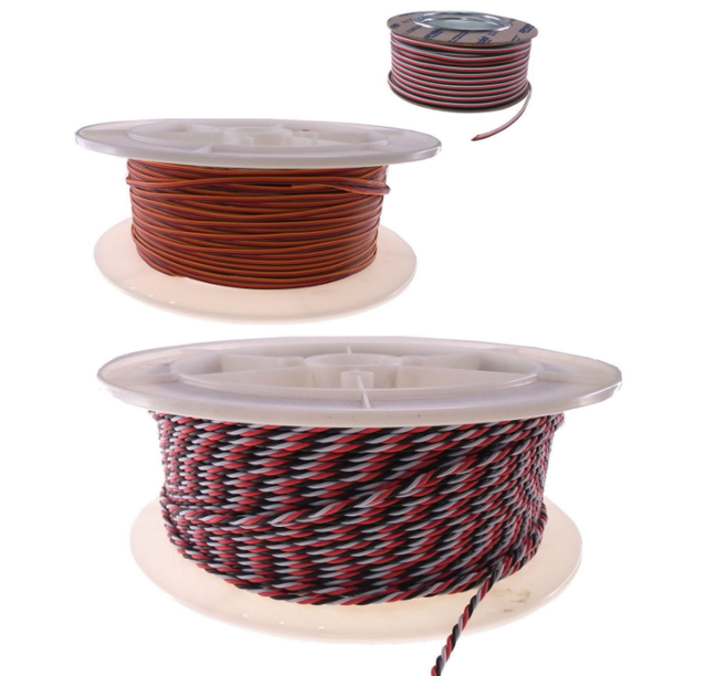 Futaba /JR Color 22AWG Servo Extension Cable/ Twisted Wire 500M/ Roll