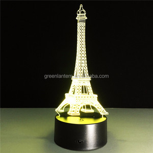 Lampu Malam Menara <span class=keywords><strong>Eiffel</strong></span> Ilusi <span class=keywords><strong>3D</strong></span> Lampu Malam Lampu Meja Led Usb 7 Warna Akrilik Kustom untuk Hadiah Anak-anak - Product Image 3