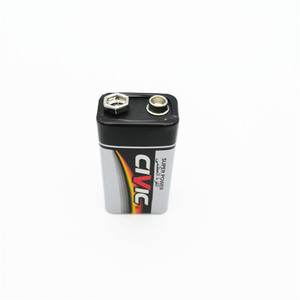Pile au carbone-zinc 1,5 V Civic <span class=keywords><strong>6f22</strong></span> <span class=keywords><strong>9</strong></span> volts pour lampe de poche, emballage rétractable, 26 heures - Product Image 1