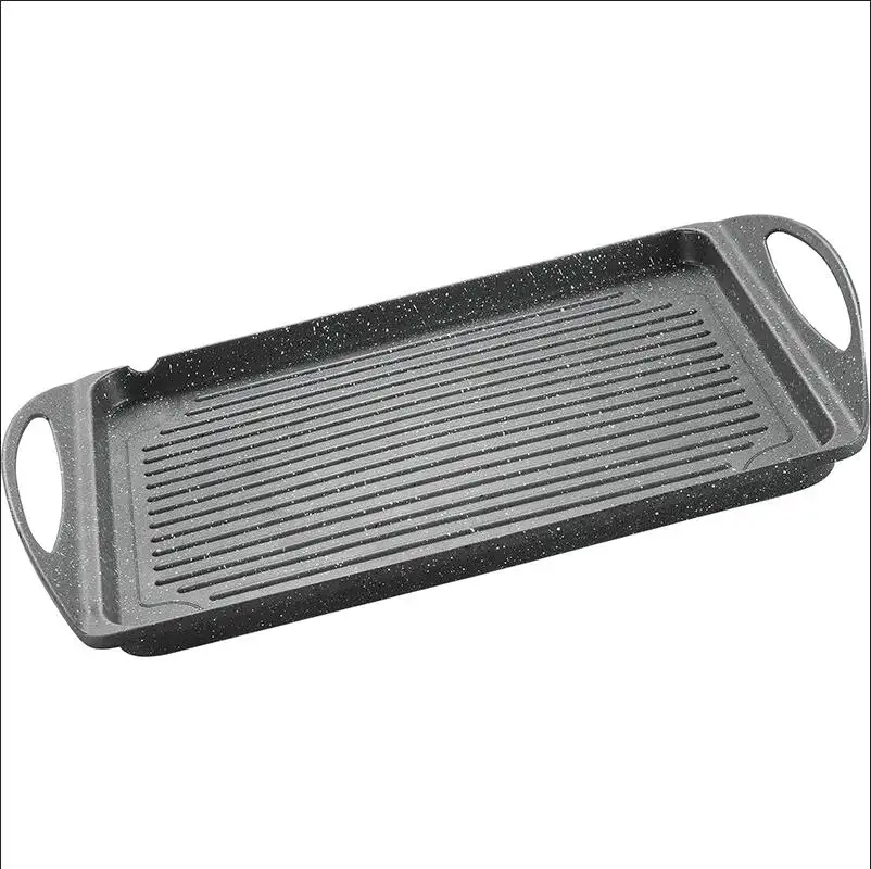 die cast aluminium grill pan rectangular shape with lines