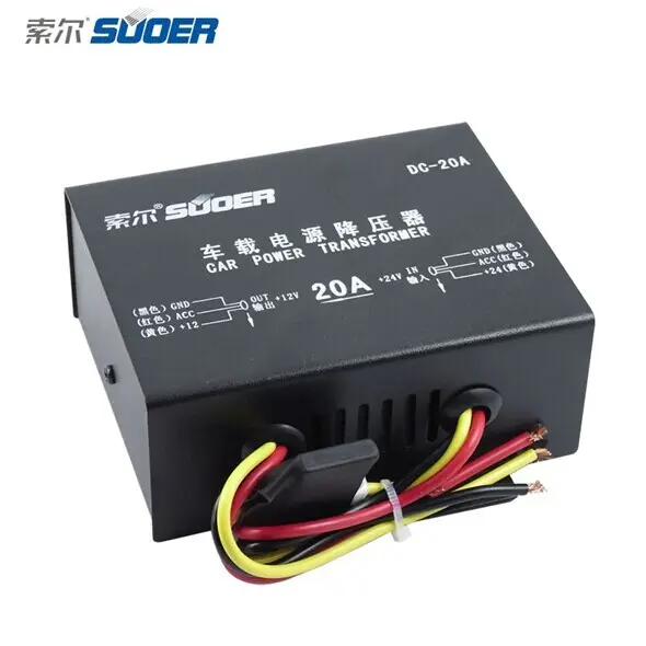 Suoer 20A Car Step Down DC 24v to DC 12v Single Output Type Converter