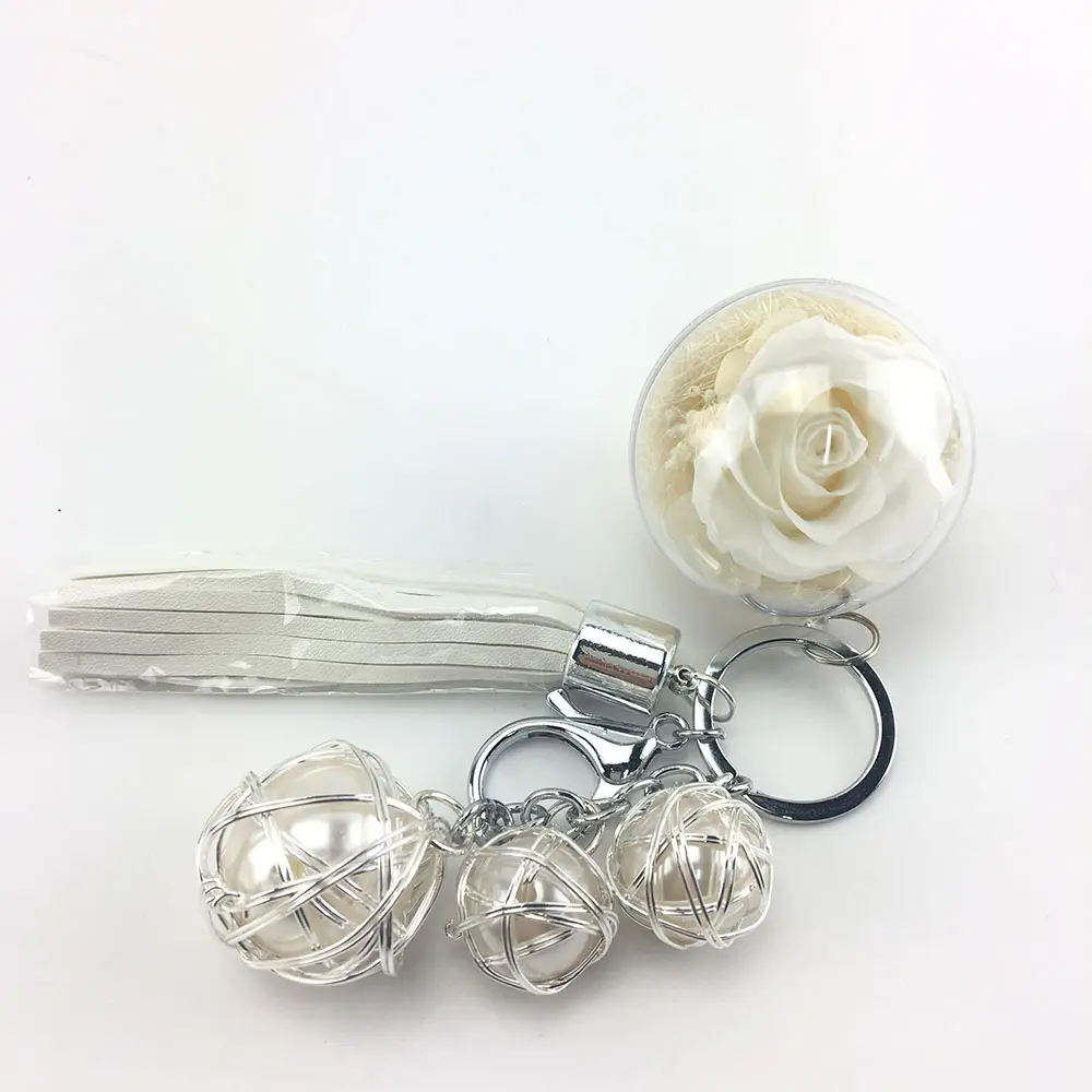 Gift Set Baby Boy Flower Girl Flowers Pink Red Rose Key Chains Dark Rose Flowers Preserved Rose Key Chains