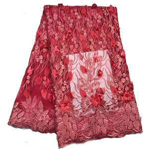 Beautiful Embroidery <strong>3d</strong> Flower <strong>Lace</strong> Fabric Beads Bridal Dress <strong>Net</strong> French <strong>Lace</strong> T07-2 - Product Image 4