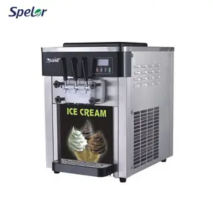 Table Top Soft Serve Multi Home Snack Shop Use Stainless Steel Ice Cream Machines 3 Flavor Machine