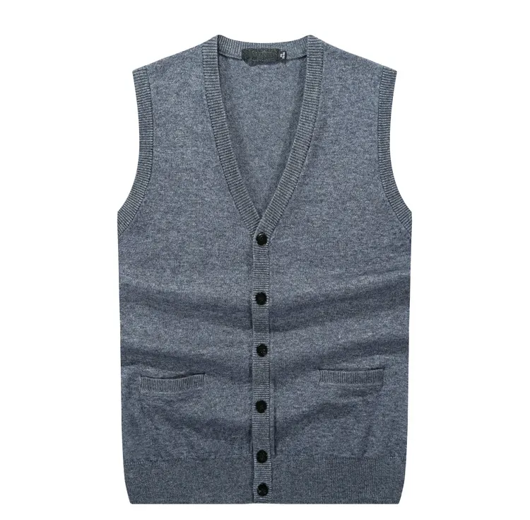 P18B193TR 2018 100% cashmere v neck knit winter thick sweater cardigan vest for man