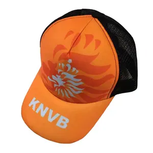 Impresión personalizada de fábrica de material de poliéster Holanda gorras de fútbol Países Bajos sombrero para aficionados al fútbol