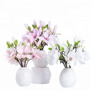 Bunga Magnolia Warna-warni Sutra Imitasi, Bunga Buatan Pendek Grosir untuk Dekorasi