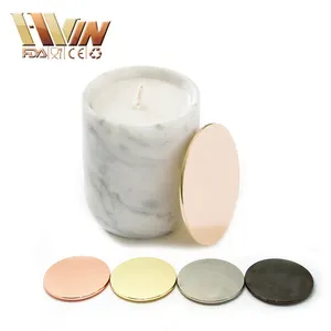 Giá Rẻ Nhất Đá Tự Nhiên Carrara Đá Cẩm Thạch Nến Jar Với Nắp Đồng, Đá Cẩm Thạch Nến Jar Với Nắp