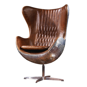 Vintage 100% Topnerf Echt Lederen Draaibare Piloteneierstoel Met Klinknagels Aluminium Achterkant - Product Image 2