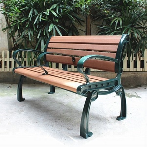 Recycled <strong>Plastic</strong> and Cast Aluminum Park <strong>Bench</strong> with Intermediate Armrest - Product Image 5