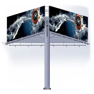 Three Sides Outdoor Advertising Billboard Steel Uni Pole Structure Billboard