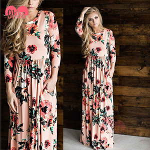 Luz <span class=keywords><strong>Verde</strong></span> Niza Diseño Floral Del Verano Maxi Largo de la Manga <span class=keywords><strong>Vestido</strong></span> de Mujer - Product Image 6